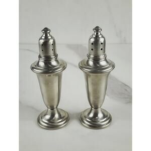 Empire Pewter Salt & Pepper Shakers 5" Glass Lined Weighted 741 x2 Dinnerware